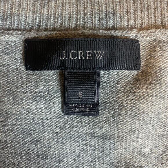 J. Crew Wool Blend Sweater Women's Size S Gray Feather Trimmed Embellished Luxe - Picture 4 of 6